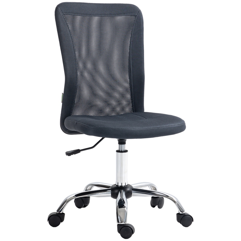 Vinsetto Bürostuhl ergonomisch höhenverstellbarer Bürostuhl mit Chromgestell 360° drehbarer Netzbezug dunkelgrau Aosom – Bild 1 von 2