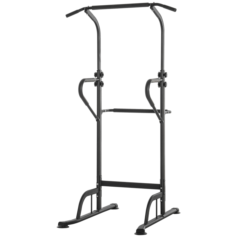 HOMCOM Multifunktionale Trainingsstation Klimmzugstange Römischer Stuhl höhenverstellbar Stahl Schwarz Rot Aosom – Bild 1 von 2
