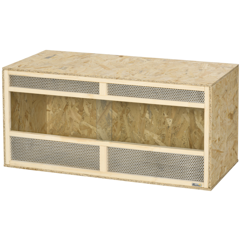 PawHut Terrarium aus OSB-Holz für Reptilien mit schwenkbarer Glastür - 100 x 47 x 47 cm Aosom – Bild 1 von 2