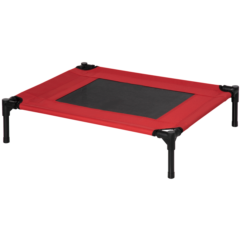 PawHut Hundebett erhöht für Hunde Katzen Haustiere Oxford Stoff textilene Mikroperforiert 76 x 61 x 18 cm Rot und Schwarz Aosom – Bild 1 von 2
