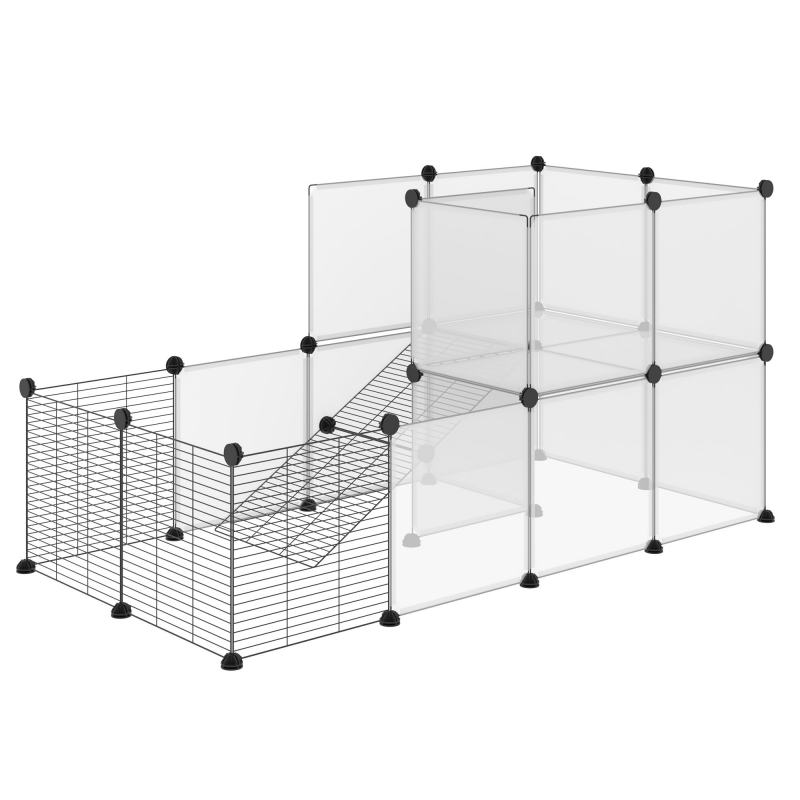 PawHut Kleintiergehege DIY Design modularer Käfig für Meerschweinchen Kaninchen Chinchillas kleine Haustiere 27 Paneele Schwarz Aosom – Bild 1 von 2