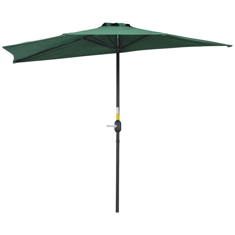 Outsunny Halber Sonnenschirm Ø 2,7 m Balkonschirm 5 Metallstreben Polyester grün Aosom – Bild 1 von 2