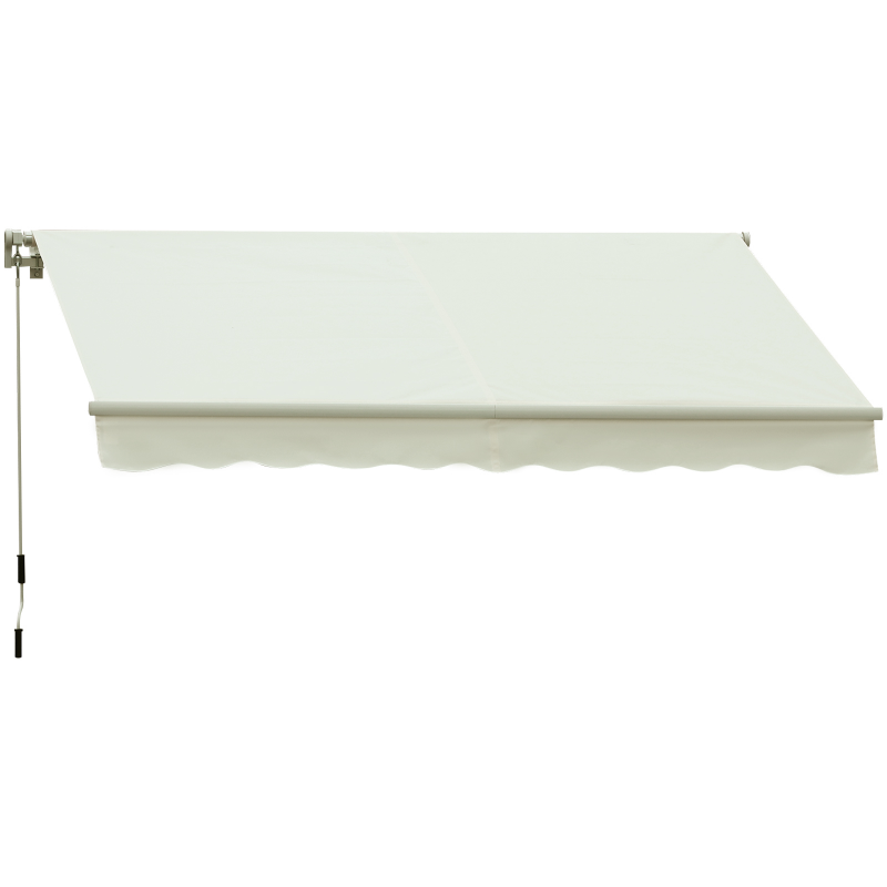 Outsunny Markise Manuell einziehbarer verstellbarer Winkel aus Aluminium Polyester wasserdicht 3 m L x 2,5 m B Creme Aosom – Bild 1 von 2