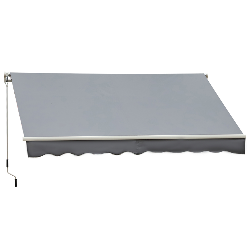 Outsunny Manuell einziehbare Markise Winkelverstellbar Aluminium Polyester wasserdicht 3L x 2,5B m Grau Aosom – Bild 1 von 2