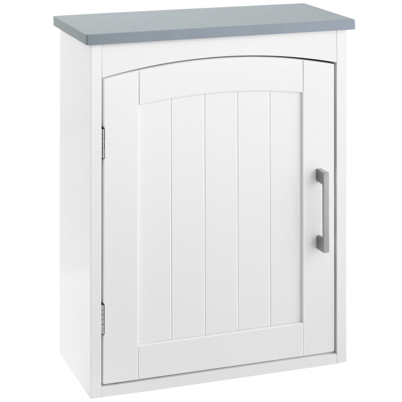 kleankin Wandmontierter Badezimmerschrank mit verstellbarem Regal - 41 x 18,5 x 52 cm - MDF - weiß Aosom – Bild 1 von 2