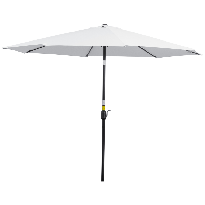 Outsunny Garten-Sonnenschirm Balkon-Sonnenschirm neigbar Ø 3 m Metall Rund Polyester 180g/m² Kurbel neigbar Weiß Aosom – Bild 1 von 2