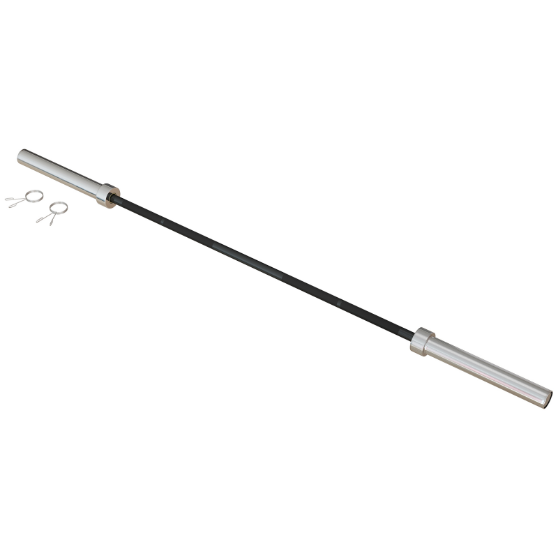 SPORTNOW Langhantelstange 15 kg aus Stahl 180 cm Ø50 mm mit 2 Klemmen Belastbarkeit 200 kg Langhantelstange für Hantelscheiben Ø5 cm Fitness Training Aosom – Bild 1 von 2