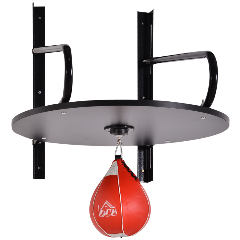 HOMCOM Punching Ball Speedball Boxen mit drehbarer Plattform + Luftpumpe Höhenverstellbar Stahl synthetische Beschichtung Rot Schwarz Aosom – Bild 1 von 2