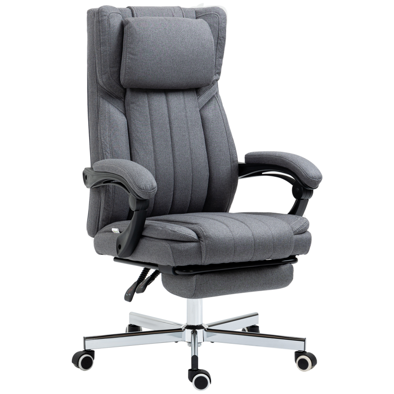 Vinsetto Bürostuhl ergonomischer Schreibtischstuhl drehbarer Sitz Neigungsfunktion Höhenverstellbar Armlehnen Kopfstütze Fußstütze 65 x 61 x 105-113 cm - Grau Aosom – Bild 1 von 2