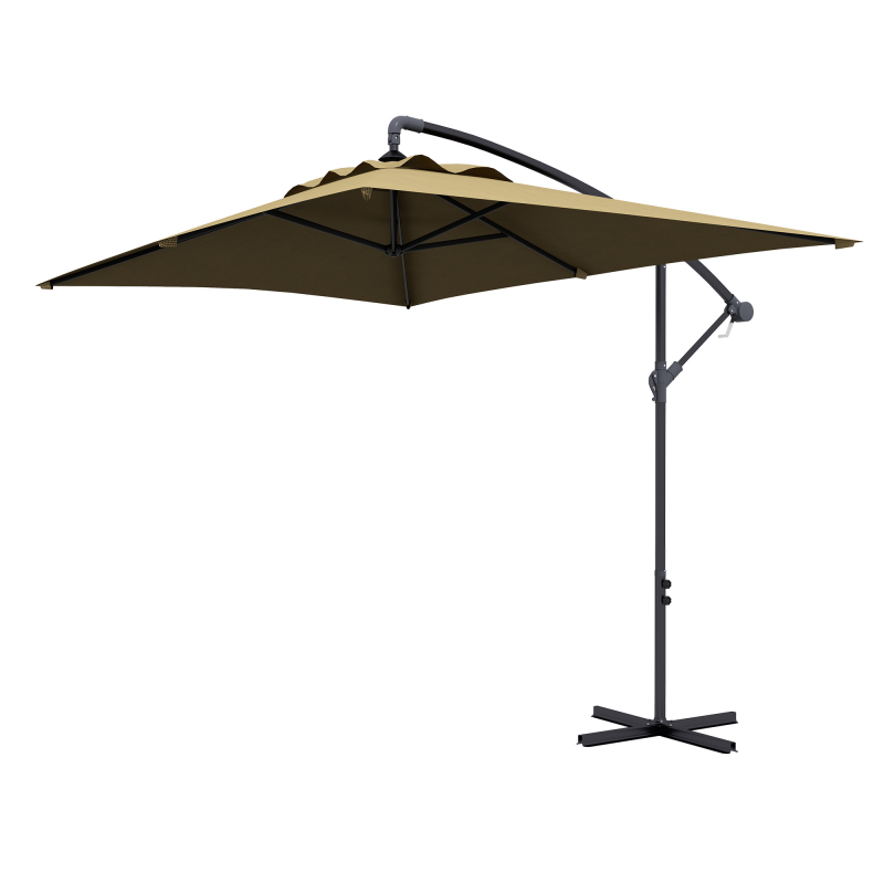 Outsunny Sonnenschirm overhang rechteckig mit Kurbel und 6 Stäben aus Stahl UV-Schutz Maße 294L x 193B x 250H cm BraunOutsunny Sonnenschirm overhang 3 x 2 m rechteckig mit Kurbel und 6 Stäben aus Stahl UV-Schutz Braun Aosom – Bild 1 von 2