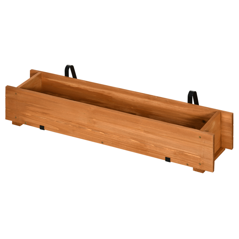 Outsunny Rechteckiger Holz Blumenkasten Pflanzkasten zum Aufhängen mit 2 Haken - 91 x 18 x 16,5 cm braun Aosom – Bild 1 von 2
