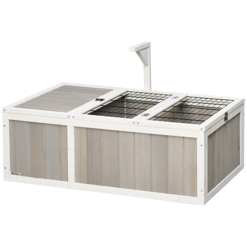 PawHut Haus Gehege für kleine Haustiere Schildkröte mit 2 Räumen Größe 91,5L x 61B x 33H cm - Fichtenholz Aosom – Bild 1 von 2