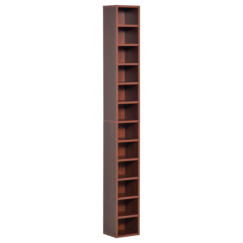HOMCOM CD- und DVD-Aufbewahrung, CD-Säulenaufbewahrung, Aufbewahrungsschrank mit 12 Fächern, maximale Kapazität 204 CDs, 21 x 20 x 175 cm, Braun Aosom – Bild 1 von 2