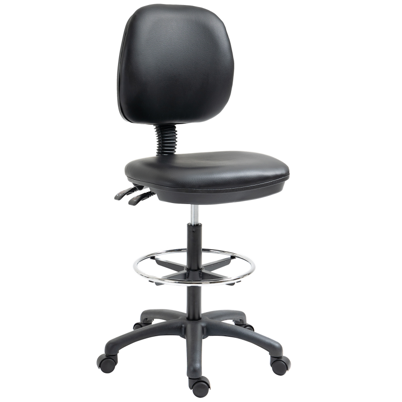 Vinsetto Höhenverstellbarer Rollhocker 69-91 cm mit neigbarer Rückenlehne und höhenverstellbarer Fußstütze Aosom – Bild 1 von 2