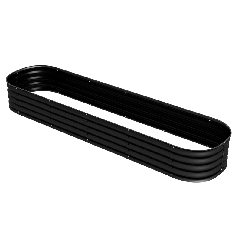Outsunny Hochbeet Pflanzkasten für Garten aus modularablem Stahl für Gemüse, Pflanzen, Blumen, Maße 240 x 62 x 30cm, Schwarz Aosom – Bild 1 von 2