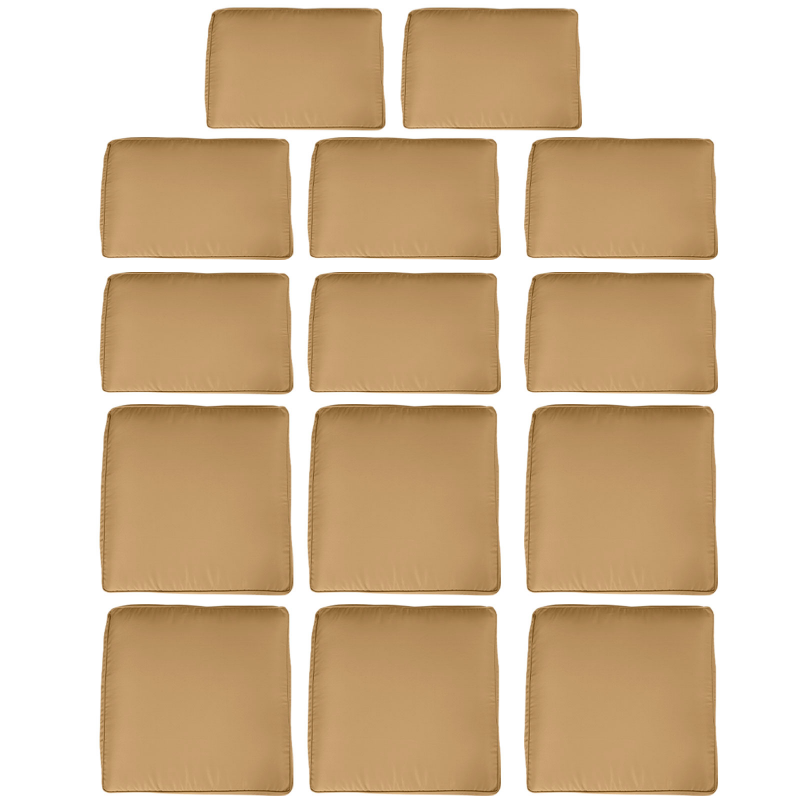 Outsunny Set mit 14 Ersatzbezügen für Gartenmöbelkissen - 6 Sitzkissenbezüge, 8 Rückenkissenbezüge - Bezüge mit Reißverschluss aus wasserabweisendem braunem Polyester Aosom – Bild 1 von 2