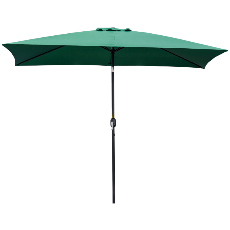 Outsunny Garten Sonnenschirm Gerader neigbarer rechteckiger Aluminium Polyester hochdichte 3 x 2 m Grün Aosom – Bild 1 von 2