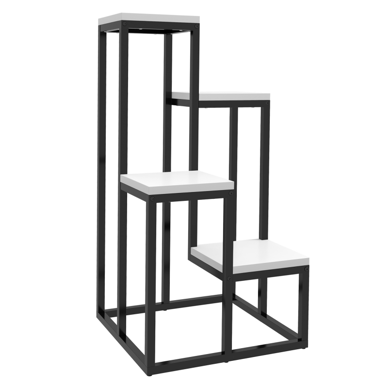 Outsunny Pflanzenständer Blumengestell 4 Regale verschiedene Höhen Stahlstruktur - 34 x 34 x 66 cm Aosom – Bild 1 von 2
