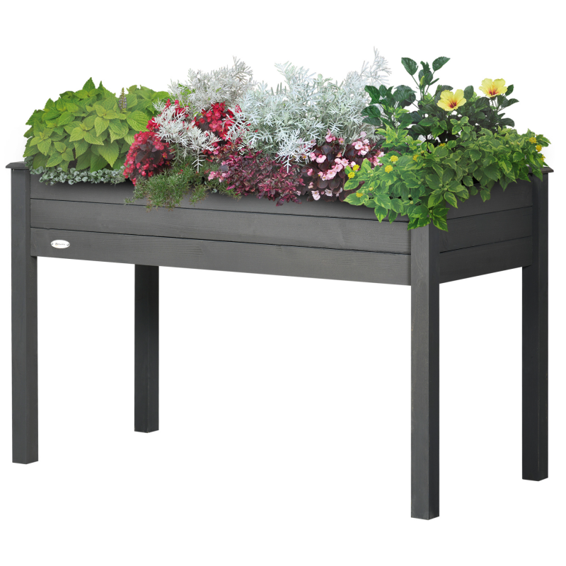Outsunny Hochbeet-Pflanzkasten auf Beinen, Maße 123L x 57B x 76H cm, inklusive Bewässerungseinsätze + Drainagevlies, Massives Fichtenholz Aosom – Bild 1 von 2