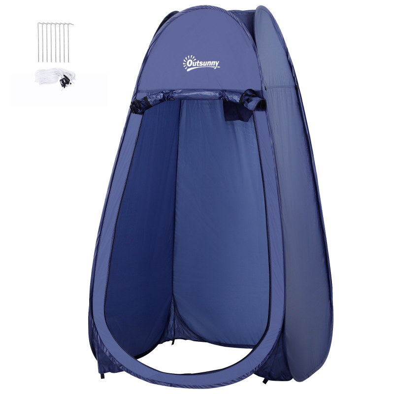 Outsunny Duschzelt Faltbar Pop-up Automatisch Sofortiger Schrank für Camping Polyester Marineblau Aosom – Bild 1 von 2