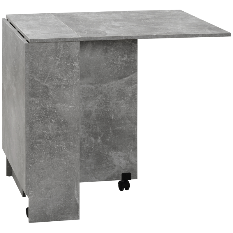 HOMCOM Klappbarer Küchentisch Esszimmertisch auf Rollen 75B x 140T x 74H cm 2 integrierte Regale aus Holz in Grau Aosom – Bild 1 von 2