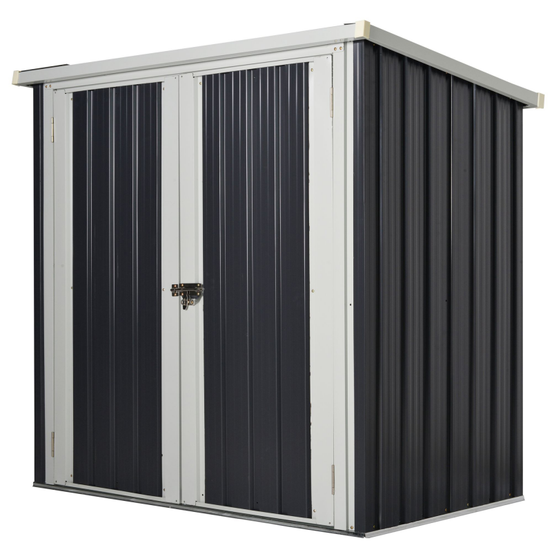 Outsunny Gartenschuppen - Geräteschuppen 1,26 m² - Mülltonnenunterstand - 2 abschließbare Türen - Abmessungen 147L x 86B x 134H cm - Stahlblech Schwarz Weiß Aosom – Bild 1 von 2