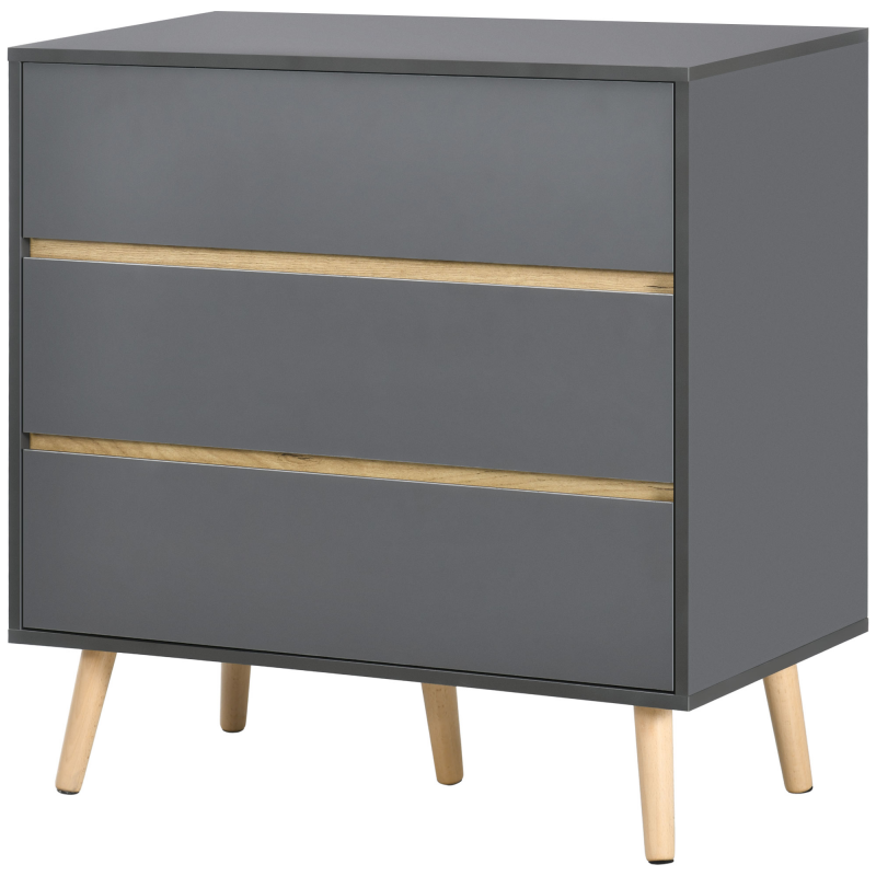 HOMCOM Kommode 3 Schubladen Aufbewahrungsmöbel ohne Griffe im skandinavischen Design - 80 x 40 x 80 cm - grau Aosom – Bild 1 von 2