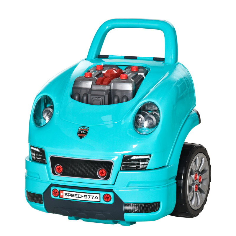 HOMCOM LKW Mechaniker 2 in 1 - Kinder Bastelset - Mechaniker Nachahmungsspiel - zahlreiche Zubehörteile insgesamt 61 Teile - Sound- und Lichteffekte - Blau Aosom – Bild 1 von 2