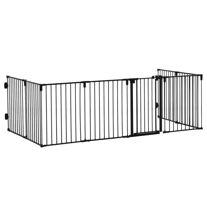 PawHut Haustiersperre Sicherheitszaun Kaminpark Gehege Hund faltbar modular 8 Panels mit Tür ohne Bohren 482,5 x 76 cm Aosom – Bild 1 von 2