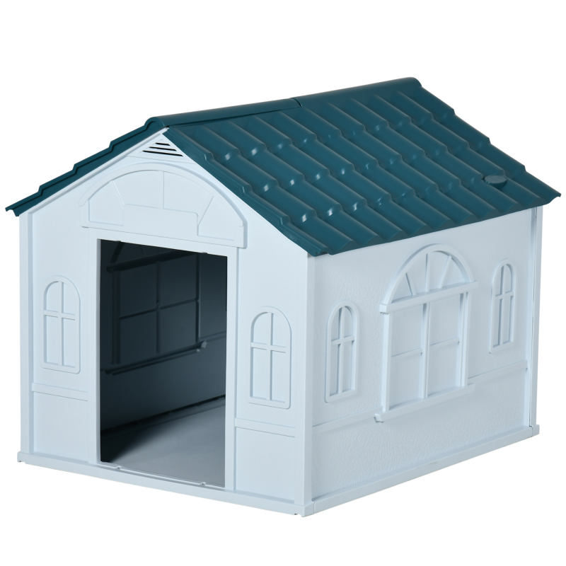 PawHut Hundehütte im Freien aus weißem PP für kleine und mittelgroße Hunde - 65 x 75,7 x 63 cm Aosom – Bild 1 von 2