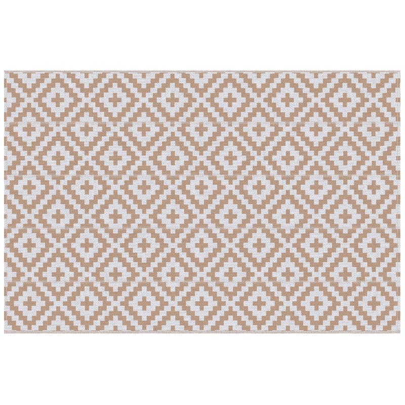 Outsunny Garten Teppich Grafisches Design - Reversible Doppelmuster - Maße 2,74L x 1,82B m - Hochdichtepolypropylen 310 g/m² Weiß Beige Aosom – Bild 1 von 2