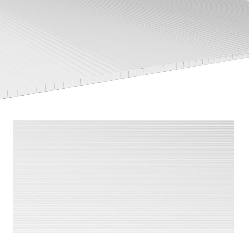 Outsunny 14 Polycarbonat-Wabenpaneelen 4 mm, UV-beständig, anpassbar, transparent, Maße eines Panels 121L x 61B cm Aosom – Bild 1 von 2