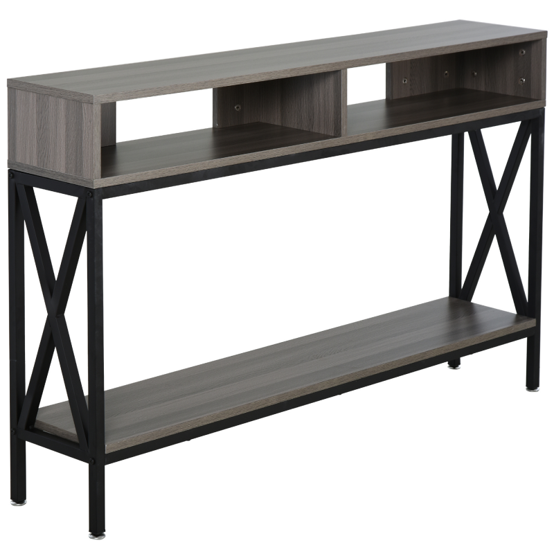HOMCOM Konsolentisch Eingangstisch Industrieller Mehrzweck Konsolentisch 120 x 23,5 x 75 cm Grau Holz Aosom – Bild 1 von 2