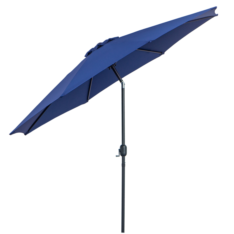 Outsunny Gartenschirm Gerader Sonnenschirm Neigbar Ø 3 m Metall Rund Polyester 180g/m² Kurbel Neigbar Blau Aosom – Bild 1 von 2