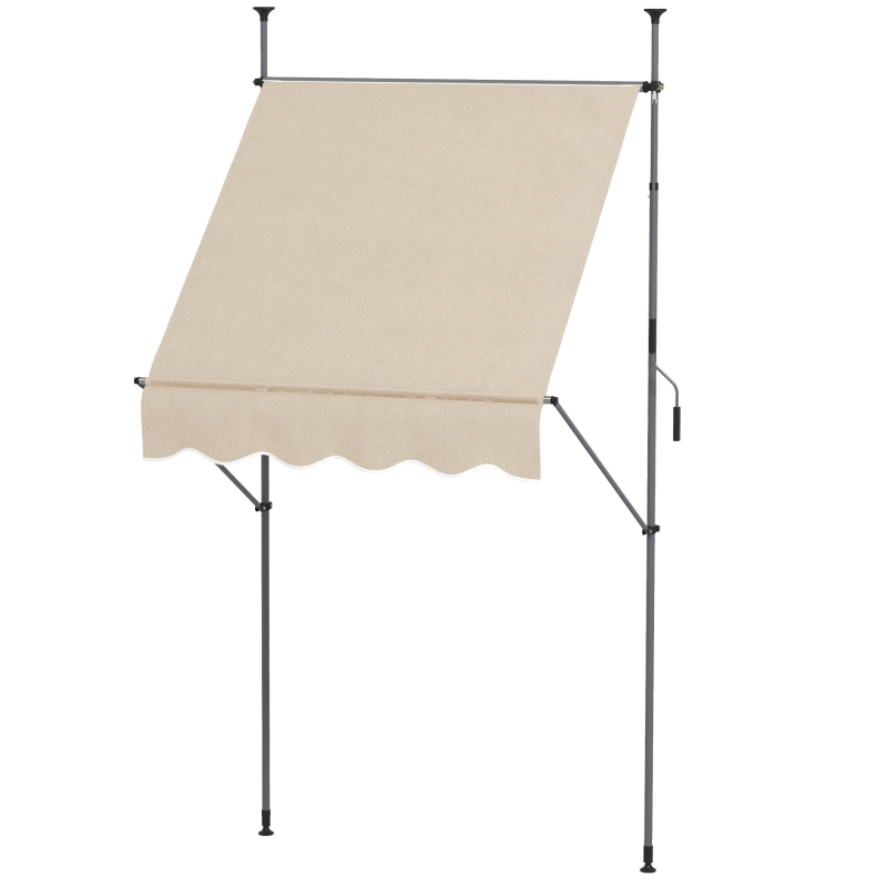 Outsunny Freistehender manueller einziehbarer Markisenstore 1,5L x 1,2B x 2,1-3H m verstellbare Neigung für bohrfreien Balkon aus Metall Aluminium Polyester Sand Aosom – Bild 1 von 2