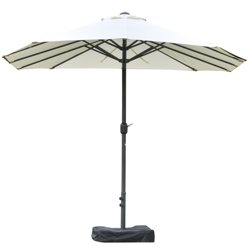 XXL-Gartenschirm, großer Sonnenschirm 4,6L x 2,7B x 2,4H m, Kurbelöffnung und -schließung, Stahl, hochdichtes Polyester, Gewichtssäcke und Sonnenschirmsockel inklusive, Creme Aosom – Bild 1 von 2