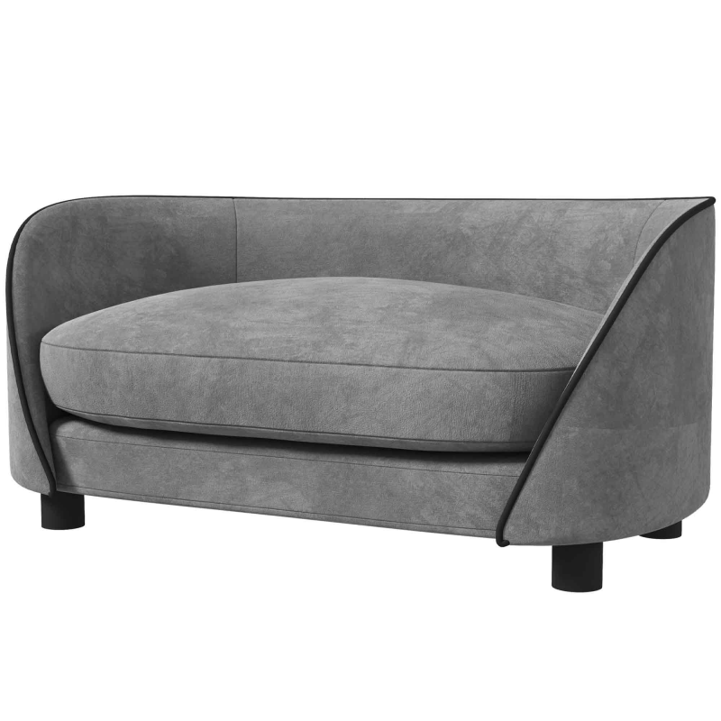 PawHut Sofa für Hunde, Sofa für Katzen, weiches Kissen, abnehmbarer und waschbarer Bezug, Niederländischer Samtüberzug, für kleine bis mittelgroße Hunde, Grau Aosom – Bild 1 von 2