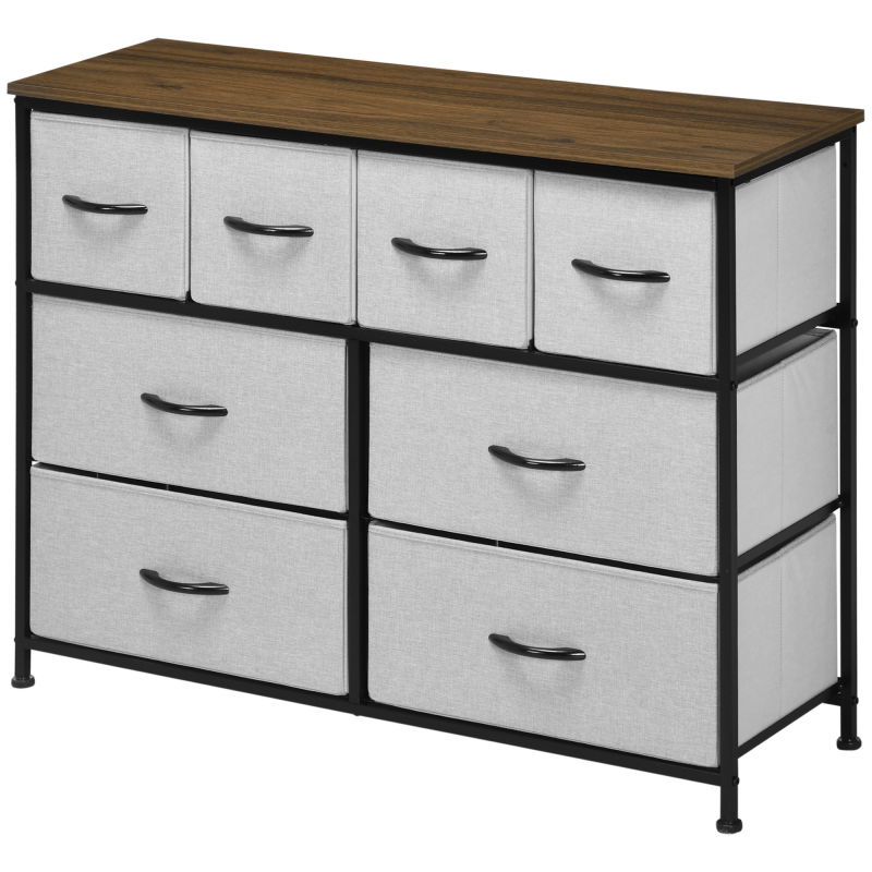 HOMCOM Kommode 8 Schubladen Schrank Schublade Stoff Faltbar - Schwarz Stahlstruktur - 100 x 30 x 78 cm Aosom – Bild 1 von 2