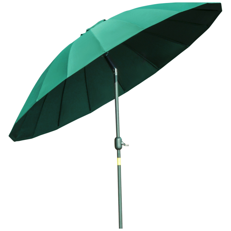 Outsunny Sonnenschirm gerade Garten-Sonnenschirm neigbar rund mit 18 Fiberglasstreben Kurbel-Metallmast Fiberglas Ø 2,5 m hochdichtes Polyester Grün Aosom – Bild 1 von 2