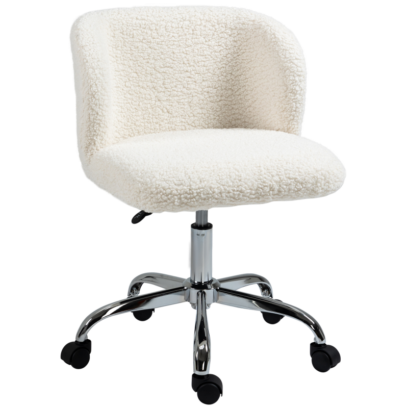 HOMCOM Bürostuhl Design - Höhenverstellbar, 360° drehbar - verchromtes Stahlgestell Bouclé-Wollüberzug Aosom – Bild 1 von 2