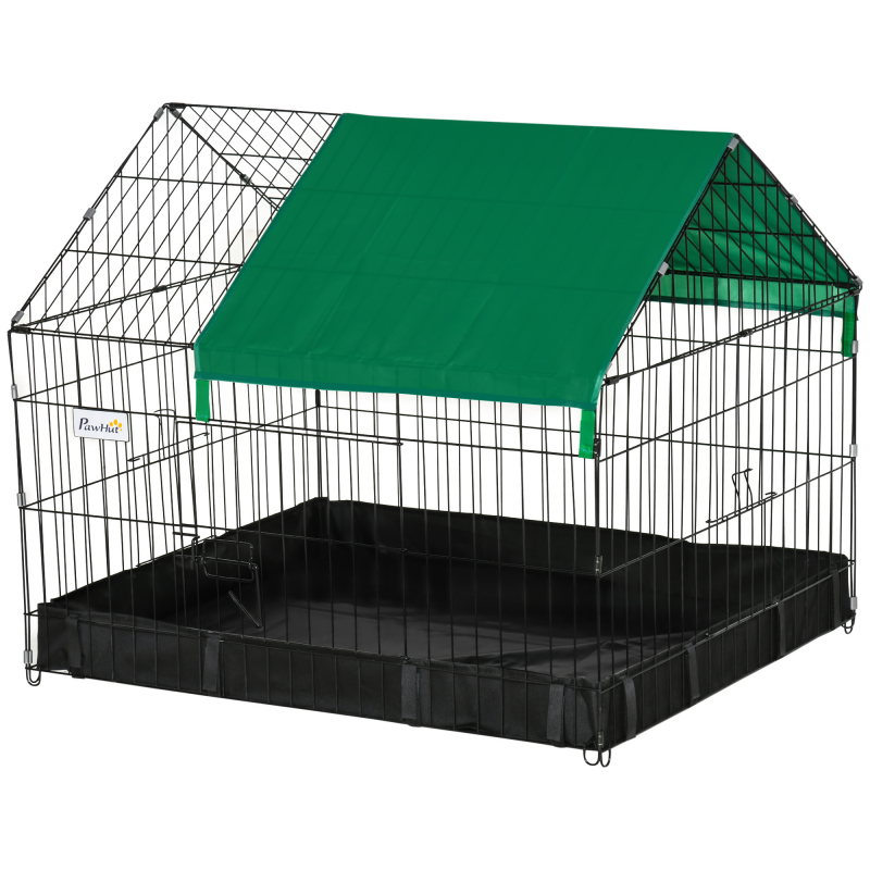 PawHut Käfig für Kaninchen, Meerschweinchen und kleine Nagetiere für den Innen- oder Außenbereich - Kaninchenstall - Inklusive Schutzabdeckung - 90 x 75 x 75 cm Aosom – Bild 1 von 2