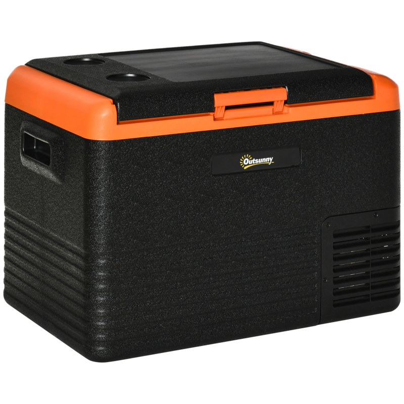 Outsunny Tragbare elektrische Kühlbox 40L, Kühlschrank Gefrierschrank mit Griffen - Maße 58,7L x 36,5B x 43,8H cm Orange und Schwarz Aosom – Bild 1 von 2