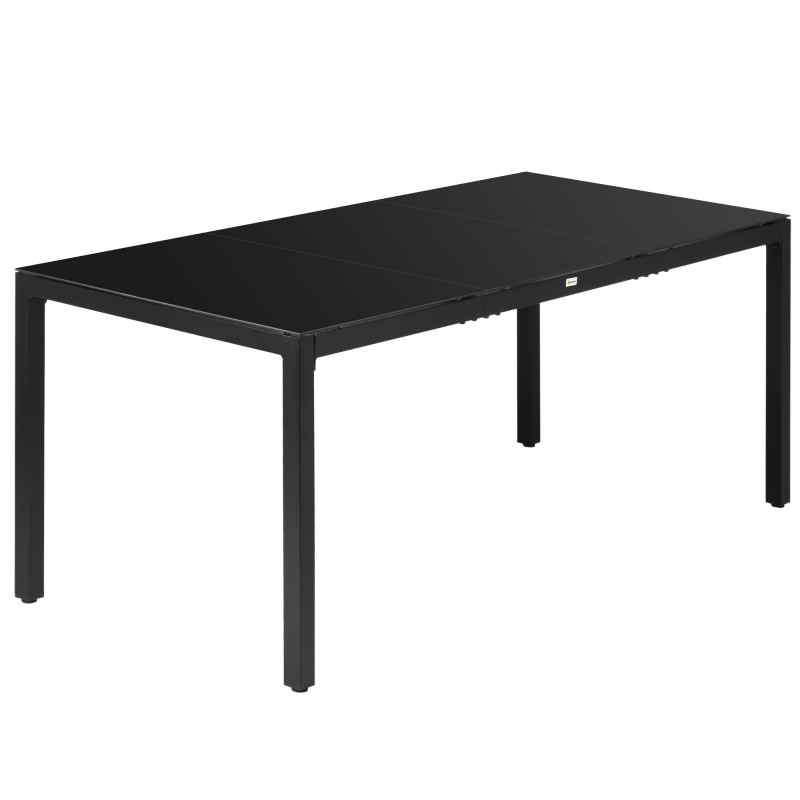 Outsunny Gartentisch rechteckig Esstisch im Freien für 8 Personen mit gehärteter Glasplatte und Aluminiumrahmen 180 x 80 x 72 cm schwarz Aosom – Bild 1 von 2