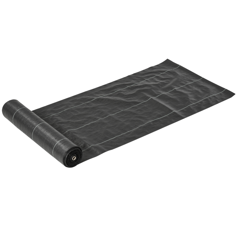 Outsunny Mulchfolien - Unkrautschutzfolie - Mulchfolie gegen Unkraut 130 g/m² - reißfest atmungsaktiv anti UV Maße 92L x 1B m - PP Schwarz Grün Aosom – Bild 1 von 2