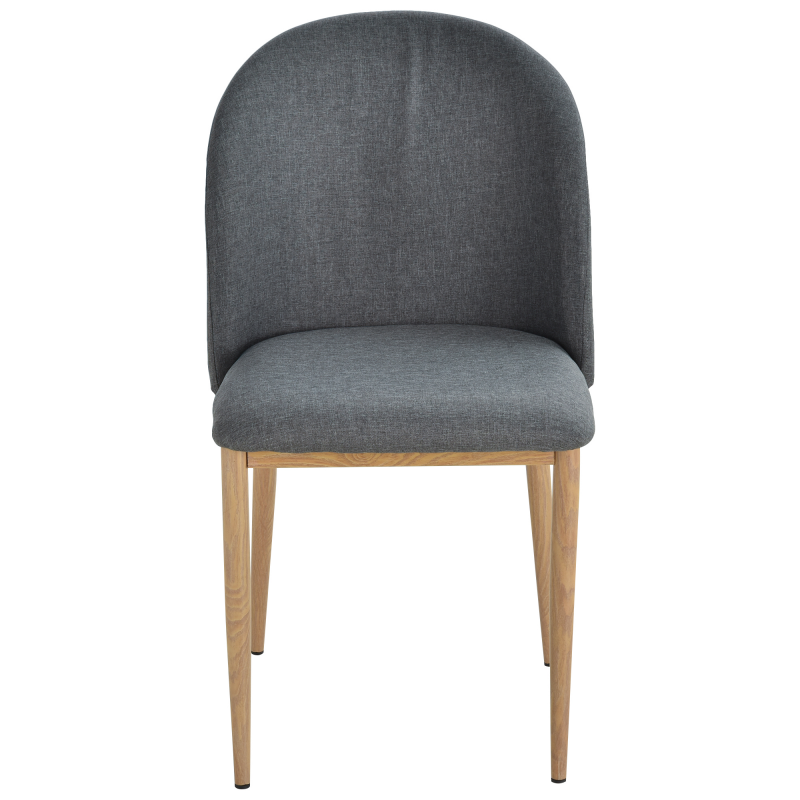 HOMCOM Set mit 2 Diningstühlen Esszimmerstühle mit Metallbeinen in Holzoptik 50 x 58 x 85 cm Grau Aosom – Bild 1 von 2