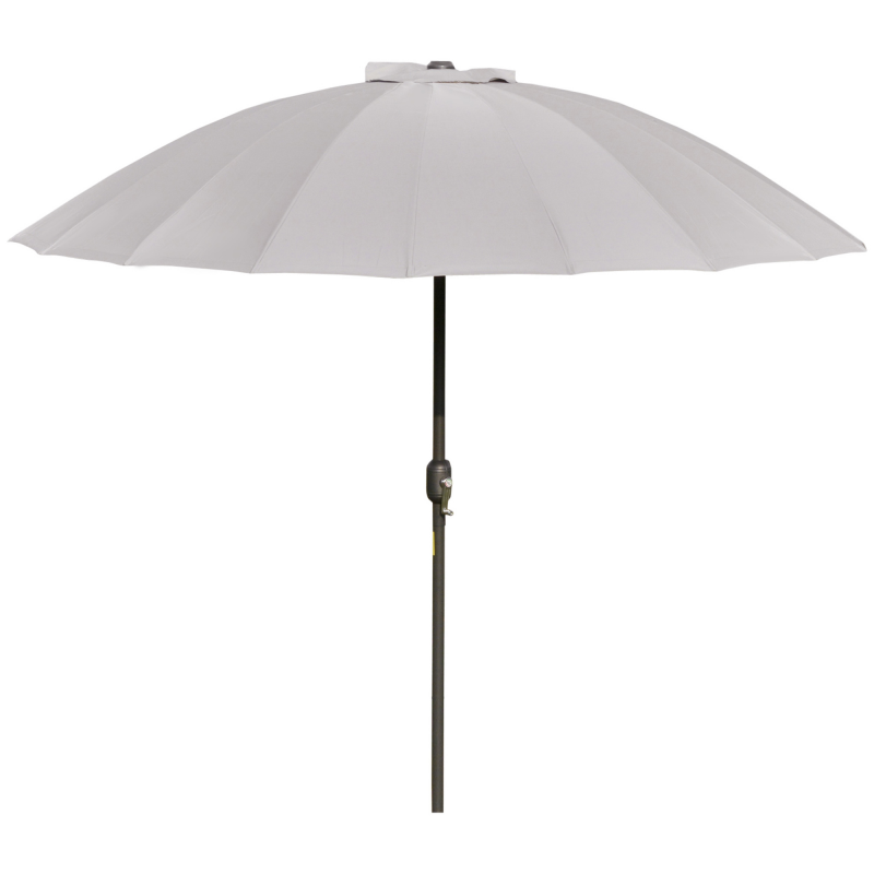 Outsunny Sonnenschirm runder Gartenschirm neigbar mit 18 Glasfaserstreben Kurbel Mast aus Metall Glasfaser Ø 2,5 m dichtes Polyester-Gewebe in Grau Aosom – Bild 1 von 2