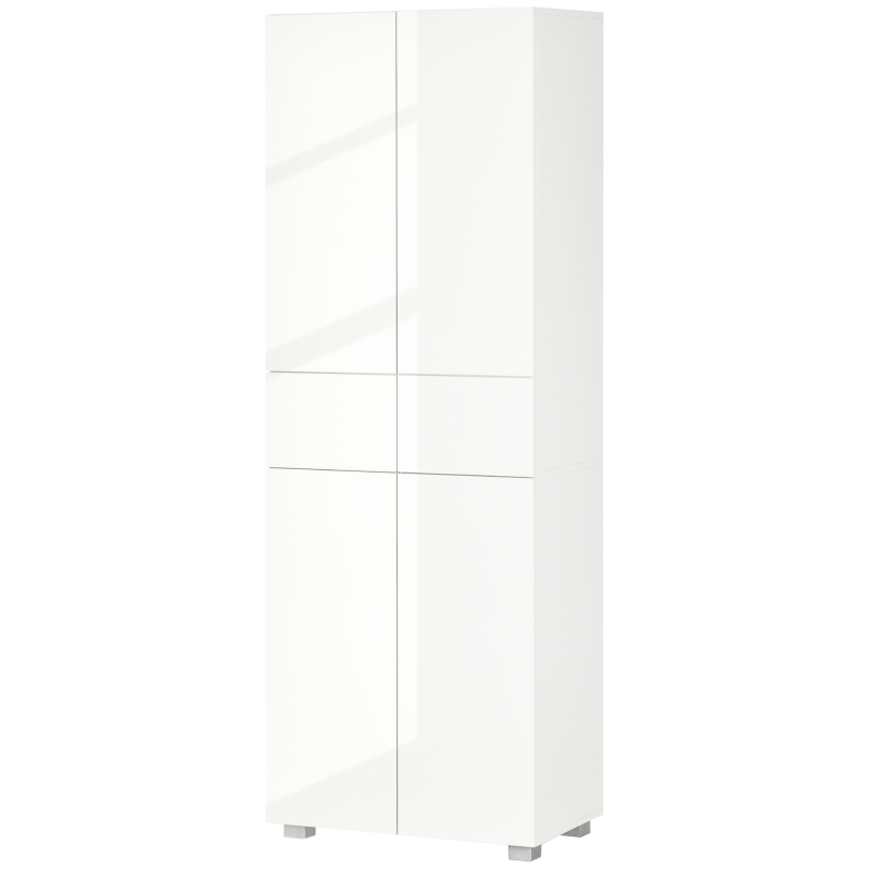 HOMCOM Küchenschrank Buffet Küchenmöbel mit 4 Türen und 2 Schubladen Weiß lackiert Modernes Design 60 x 35 x 170 cm Aosom – Bild 1 von 2