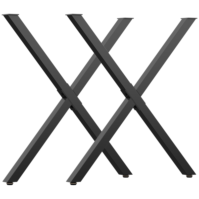 HOMCOM Set mit 2 Tischbeinen aus X-förmigem Stahl - 70L x 8B x 72H cm - Industriedesign Aosom – Bild 1 von 2