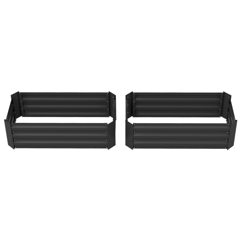 Outsunny Lot de 2 Hochbeete für den Garten Maße 100L x 50B x 30H cm - gewelltes Stahlblech in Grau Aosom – Bild 1 von 2