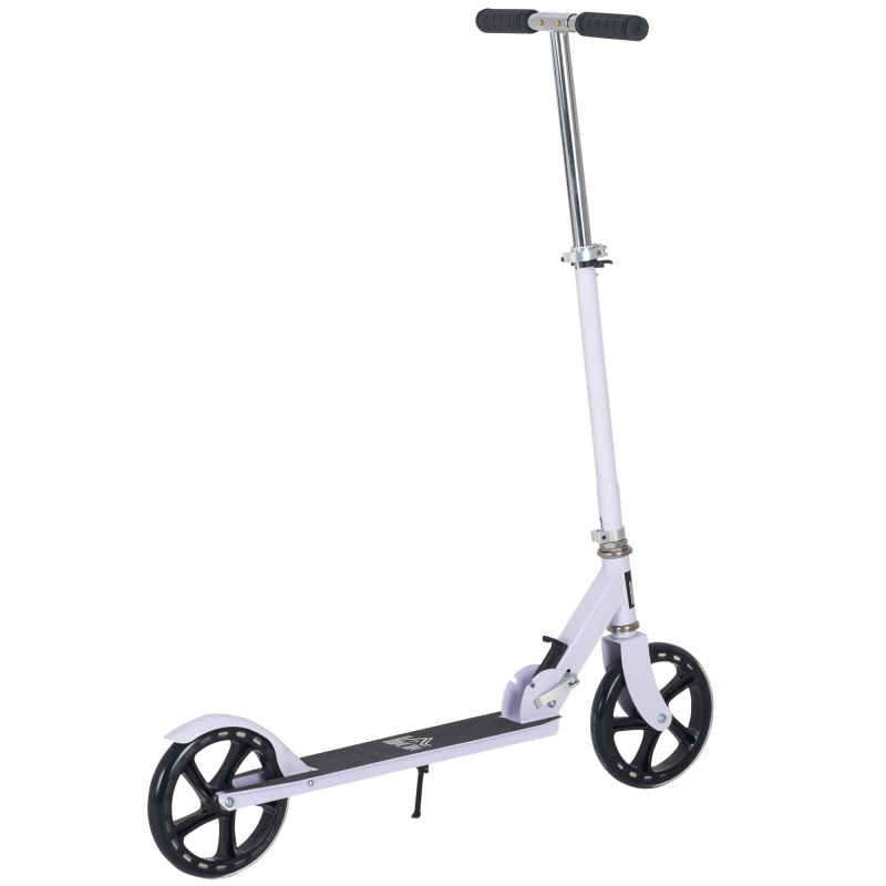 HOMCOM Kinderroller Klappbar Höhenverstellbarer Lenker in 4 Stufen hintere Reibungsbremse für Kinder Jugendliche max. 100KG Abmessungen 88L x 37B x 75-100H cm Weiß Aosom – Bild 1 von 2